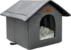 Katzenhaus Für Draußen Winterfest Wasserdicht Wetterfester Katzenhöhle Haustierhaus mit Plüschkissen Warm Hundehöhle Waschbar Hundehaus Tierheim Für Streuner Haustiere 45x40x45