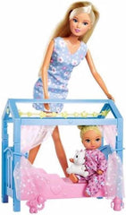 Simba Steffi Love Sweet Dreams / Păpușă cu bebeluș drăguț și pătuț / cu funcție de strălucire în întuneric / 12 piese / 29cm / Pentru copii cu vârsta de 3 ani și peste