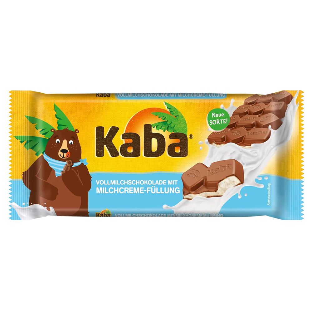 Cioccolato al latte intero e crema al latte Kaba, barretta di cioccolato ripiena, barretta da 90 g, cioccolato fondente con crema al latte leggera e gusto originale Kaba