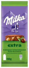 Nocciole intere con cioccolato Milka Extra - Cioccolato al latte alpino con nocciole intere croccanti - 12 x 190g