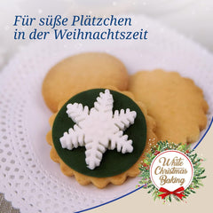 Dr. Oetker Forme de biscuiți rotunde și ondulate, set de 2 piese – Forme de biscuiți, model alb de Crăciun – Forme de biscuiți din oțel inoxidabil pentru Crăciun