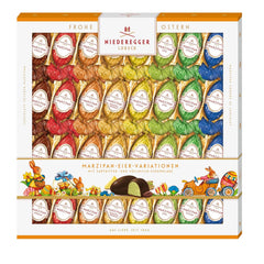 Niederegger | Uova di marzapane | 1x400 g | Varianti: Classico, Cioccolato al Latte, Arancia, Crunch al Caramello, Ananas, Mela, Espresso e Pistacchio | Ricoperto di cioccolato fondente e al latte | Regalo di Pasqua