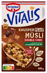 Dr. Oetker Vitalis KnusperPlus Double Chocolate: muesli croccante con cioccolato al latte e fondente, confezione da 7 (7 x 450 g)