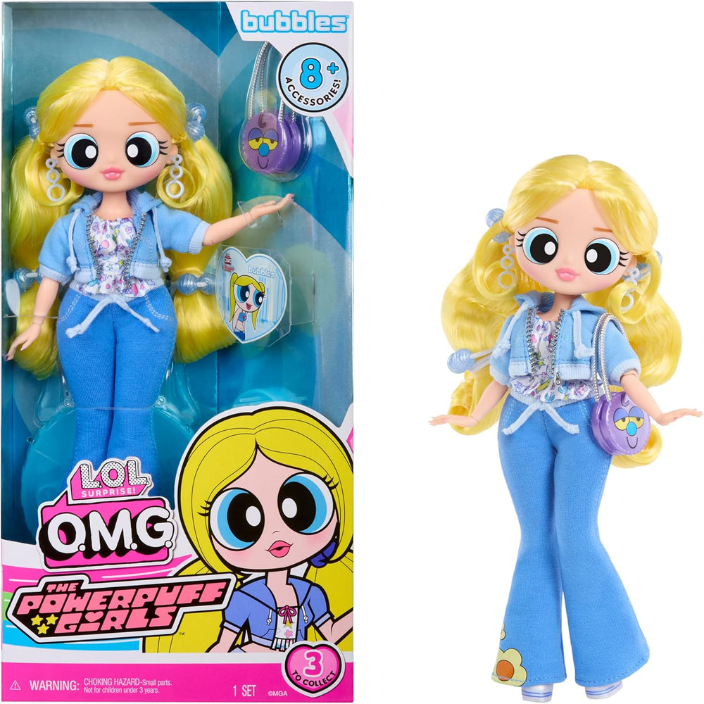 L.O.L. Surprise! OMG The Powerpuff Girls Puppe - Bubbles - Enthält 1 Modepuppe, Inklusive Outfit und Accessoires, 3 zum Sammeln