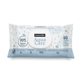 Șervețele umede Suavinex Aqua Care pentru bebeluși, 60 de unități, șervețele demachiante 99% apă, fibre de origine vegetală, cu aloe vera, fără parfum și alcool, testate dermatologic, potrivite pentru pielea sensibilă