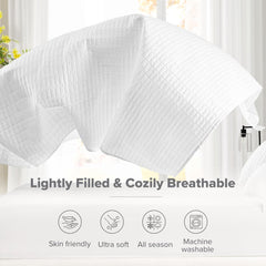 Comfort Spaces Kienna Quilt Set, cusături duble de lux, pătură de vară, ușoară, moale, lenjerie de pat pe tot parcursul anului, față de pernă asortată, albă, pătură pentru paturi King Size (264.2 X 228.6 Cm), Plapumi si pilote Naty Shop