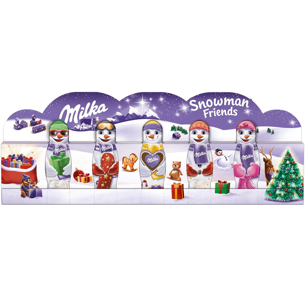 Milka Snowman Friends Alpine Milk - Mini pupazzi di neve di finissimo cioccolato con latte alpino - 5 x 15 g