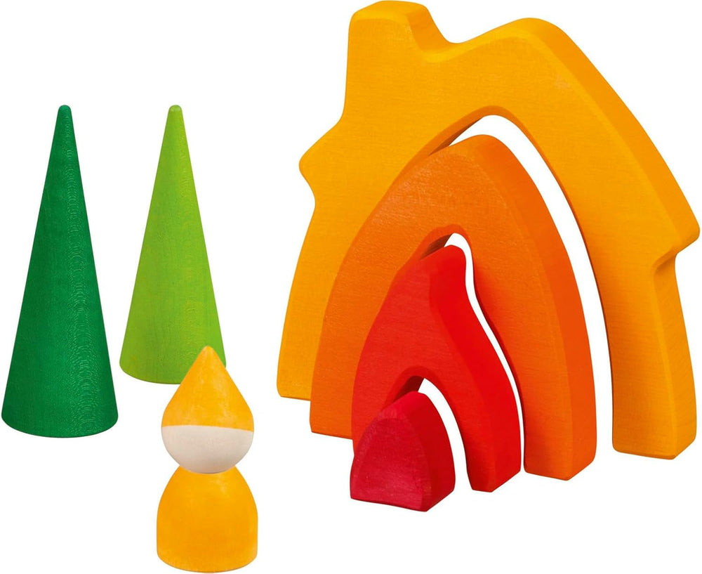 Goki 58427 - Casa dei nani - Goki Evolution - Realizzata in legno di acero di alta qualità - 7 parti - Vernici colorate a base d'acqua - Prodotto in Europa Case delle bambole Naty Shop Titolo predefinito