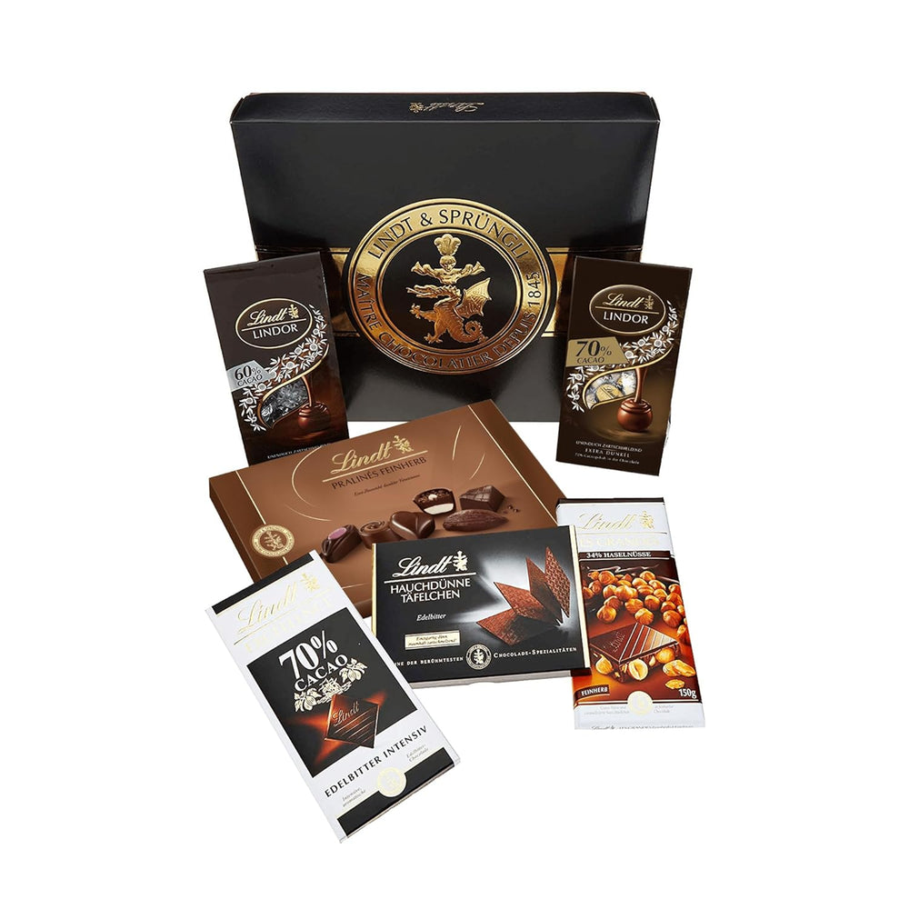 Set cioccolato fondente Lindt | 847 g| Set 6 specialità di cioccolato fondente Lindt (tavolette, LINDOR, praline) dal semidolce all'extra fondente | Pacchetto sfuso | Regalo di cioccolato