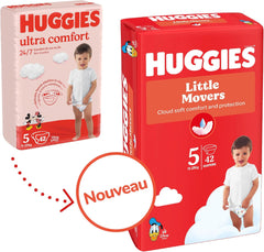 Pannolini per bambini Huggies Little Movers, design Disney, taglia 5, 126 pezzi (3 x 42), scatola mensile