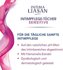 Intima Liasan by Sagrotan Șervețele igienice intime sensibile, fără săpun și fără alcool, 30 bucăți