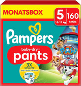 Pannolini Pampers Paw Patrol Pants taglia 5 (12-17Kg) Baby-Dry, Junior con tasca Stop e Protect, BOX MENSILE, 160 pannolini Naty Shop 5 (160 pezzi) Novità