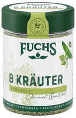 Fuchs Gewürze - 8 Kräuter gerebelt - Kräutermischung für Marinaden, Fischgerichte oder Kräuter-Frischkäse - ingredienti naturali - 25 g in wiederverwendbarer, recyclebarer Dose