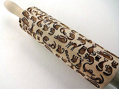 MEOW KATZEN Nudelholz für Gebäck und Keramik fatto in casa. Prege Teigroller. Regalo per gli amanti dei gatti. Gravierte Nudelholz mit Muster von Algis Crafts