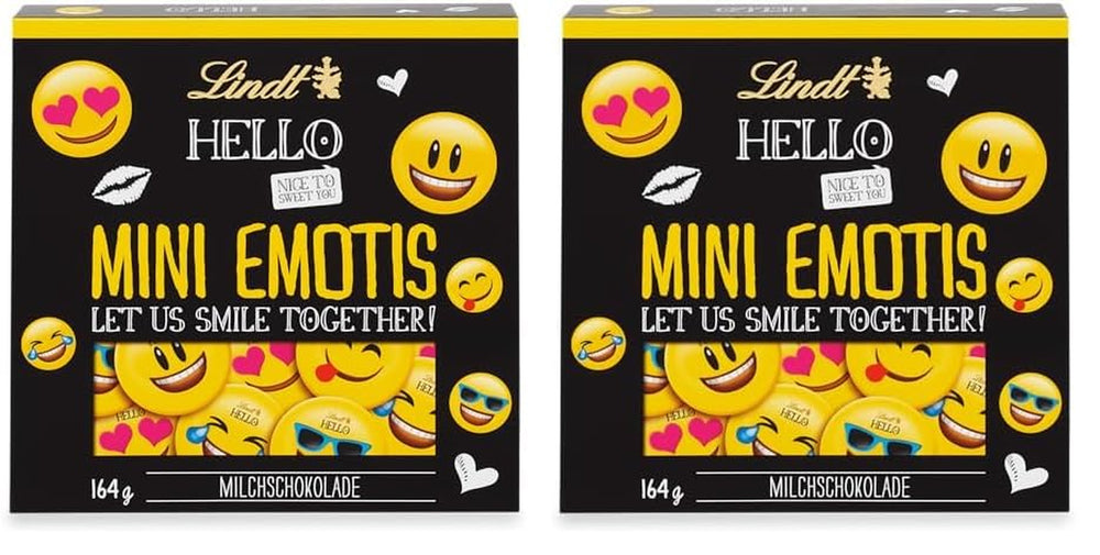 Mini emoticon al cioccolato CIAO | 164 g| ca. 27 fantastiche emoticon in diversi design, realizzate con il miglior cioccolato al latte | Regalo di cioccolato per bambini | Per decorazione (confezione da 2)