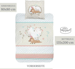 Biancheria da letto per bambine, Bambi, 100% cotone Biancheria da letto per bambine Naty Shop