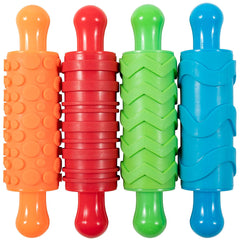 Mal- und Ton-Texturwalzen - 4er-Set - Knetrollen strutturato per bambini - Vielseitige Muster zum Basteln und Dekorieren