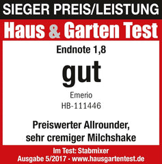 Emerio HB-111446 Robot da cucina, TESTSIEGER Preis/Leistung, Gummierter Rutschfester Griff, Edelstahl, Bpa-Frei, Schwarz, 250W Cucina Naty Shop