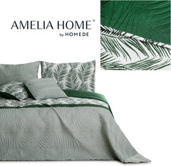 Ameliahome Copriletto Copriletto 170X210 Cm Double Face Copriletto Di Facile Cura Motivo Vegetale Verde Bianco Tropicale Bonaire Letti e coperte Besuche den AmeliaHome-Store