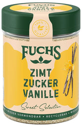 Fuchs Gewürze - Zimt Zucker Vanille - Gewürz zum Versüßen von Waffeln, Milchgetränken oder Joghurt - aus natürlichen Zutaten - 100 g in wiederverwendbarer, recyclebarer Dose