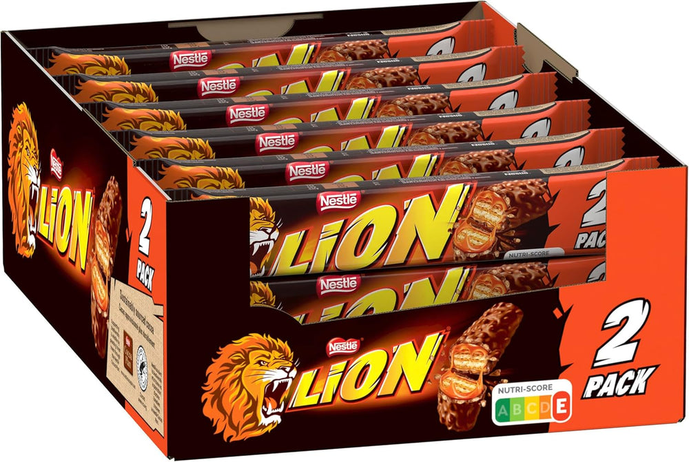 Nestlé LION Tavoletta di cioccolato con caramello, snack croccante, cioccolato croccante e gocce croccanti, ripieno al caramello, un'esperienza culinaria speciale, confezione multipla, confezione da 28 (2 x 30 g ciascuno)