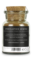 Ankerkraut Spekulatius Spice, Coacerea fursecurilor de Crăciun, Fără zahăr, Cu scorțișoară și cuișoare, Produse de patiserie, Mâncarea fursecurilor cu familia și copiii, 60g într-un borcan de plută