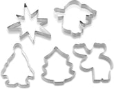 Forme de biscuiți de Crăciun Dr. Oetker, Set de 5 – Forme de biscuiți albe pentru copt de Crăciun – Forme de biscuiți din oțel inoxidabil pentru Crăciun