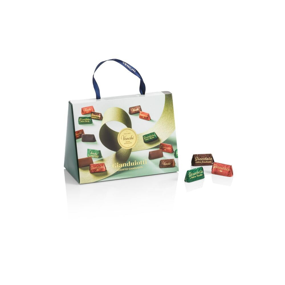 Set regalo Venchi - Borsina Gianduiotti, con vari cioccolatini Gianduiotti, tra cui "Nocciole Piemonte", 150g, senza glutine, senza coloranti, senza conservanti, idea regalo