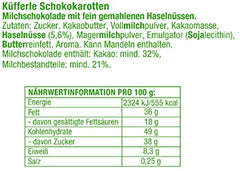 Küfferle, Carote con cioccolato originale 810 g 60 pz., Cioccolato al latte, 1 pezzo