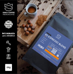 KING'S COFFEE - AMESTEC RS ESPRESSO - 1 kg boabe de cafea tari și aromate - cafea cu aciditate scăzută - cafea boabe întregi - prăjire în loturi mici din Italia - boabe de espresso pentru aparate complet automate și aparate cu portafiltru