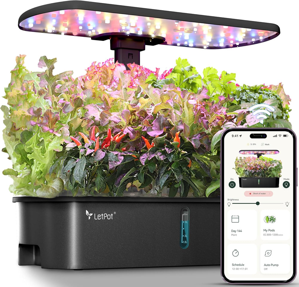 LPH-Air Kit di sistemi di coltivazione idroponica WiFi controllato da app 24W Smart Indoor Garden Grow Light Spettro completo 10 Capsule Planter Kit regalo per giardinaggio indoor