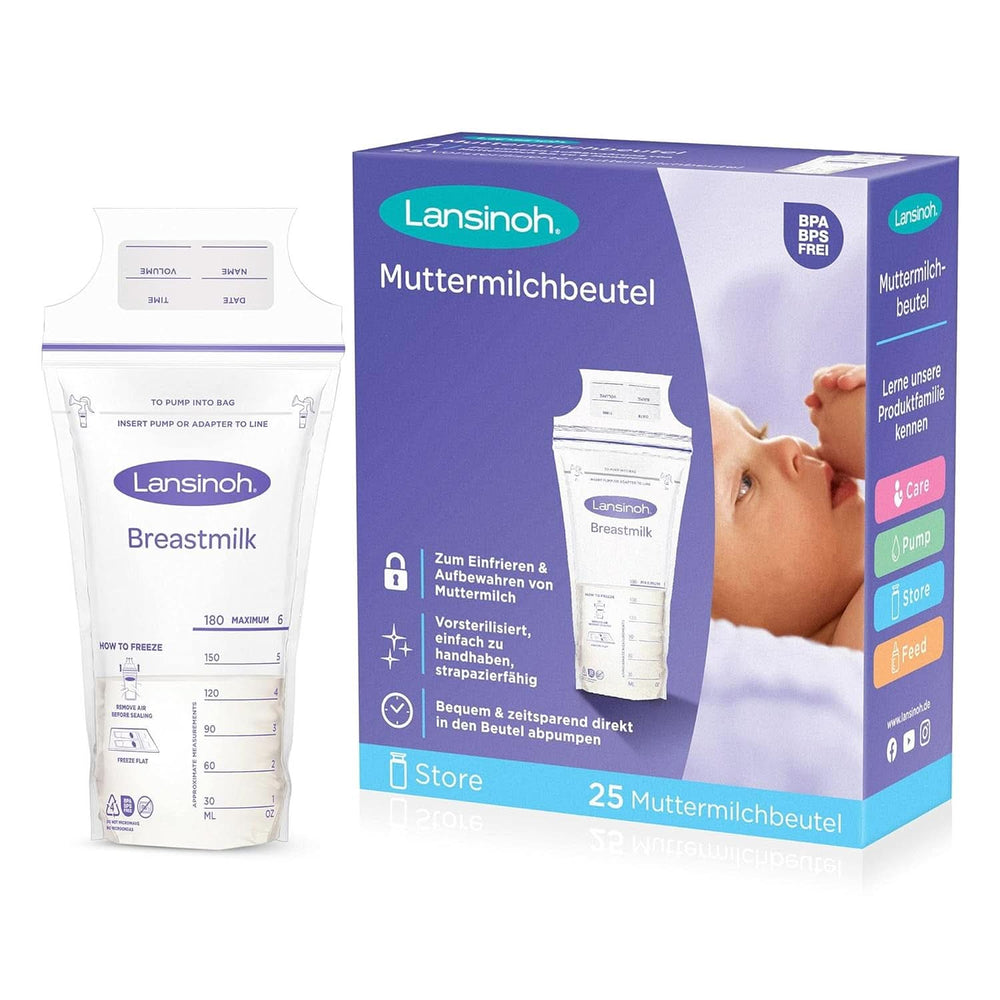 Lansinoh Muttermilchbeutel - 25 Stück - Zum Sicheren Aufbewahren Und Einfrieren Von Muttermilch - Hygienisch & Platzsparend Accessori Alimentazione e Allattamento Bebe Naty Shop