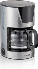 Espressor cu filtru Cloer pentru 6 cești, funcție delicată de menținere la cald, carafă din sticlă, lingură de măsurat, indicator al nivelului apei, sistem anti-picurare, oprire automată, dimensiune filtru 1x2, 550 W, oțel inoxidabil