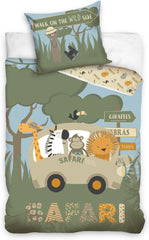 Set biancheria da letto per bambini con animali 100% cotone con cerniera - Kids Naty Shop Safari
