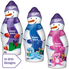 Milka Snowman Alpine Milk - Confezione grande di pupazzi di neve di cioccolato in 3 modelli - 24 x 50 g