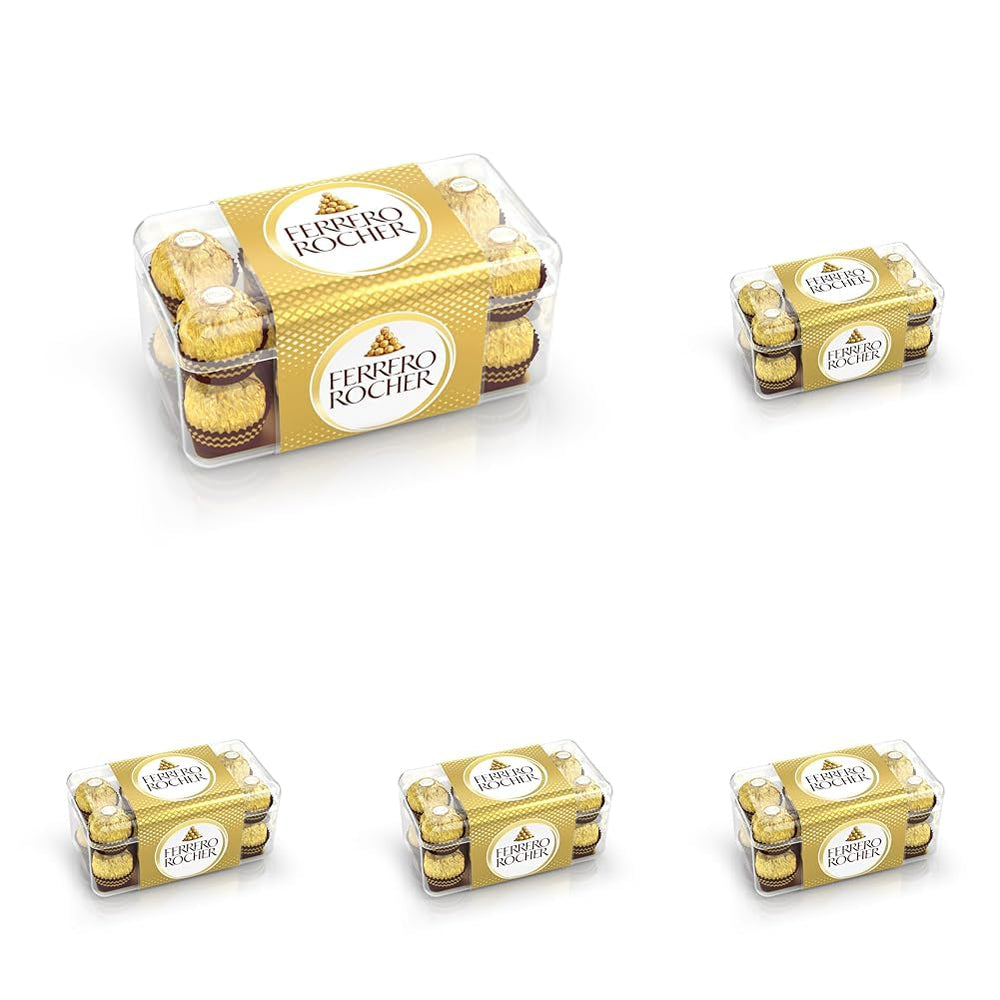 Ferrero Rocher - Specialità Praline Croccanti e Cremose alle Noci - 5 confezioni da 16 praline individuali ciascuna