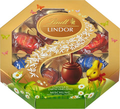 Mix Pasquale Lindt Cioccolato LINDOR | Scatola 144g | Uova LINDOR che si sciolgono in bocca in tre varianti: Cioccolato al latte, Cioccolato fondente, Nocciola | Cioccolato pasquale | Regalo di cioccolato | 1 confezione