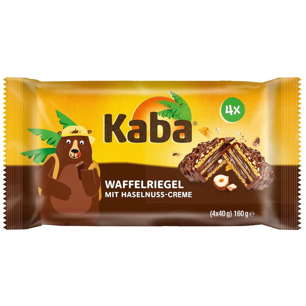 Barrette napoletane Kaba 40g, 4 barrette croccanti ripiene di wafer e pregiata crema alla nocciola, in confezione multipack dal gusto originale Kaba