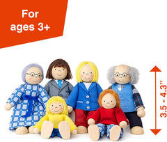 S0218 - Biegepuppen City-Familie, nachhaltige Holzfiguren, Holzpuppen für Kinder, beweglich Robustes Holzspielzeug, kreatives Kinderspielzeug, naturbelassen - 6er Set, ab 3 Jahre