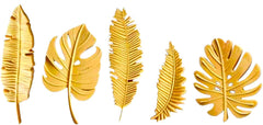 Set 5 decorazioni commestibili in pasta di zucchero, Foglie esotiche dorate Decorazioni in pasta di zucchero Nati Shop