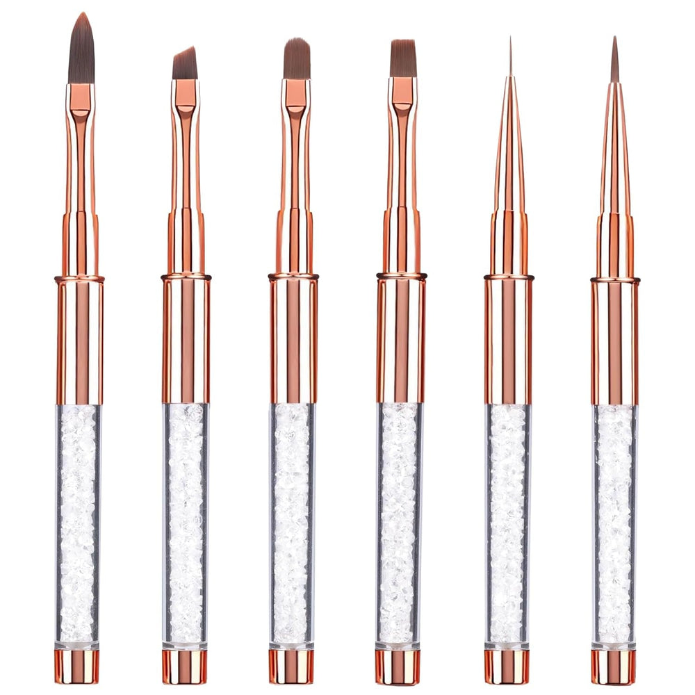 6 bucăți de pensule de unghii cu capac pentru unghii, gel UV, acrilic, pensulă de unghii, pensulă pentru gel de unghii, set de pensule parțiale pentru arta unghiilor