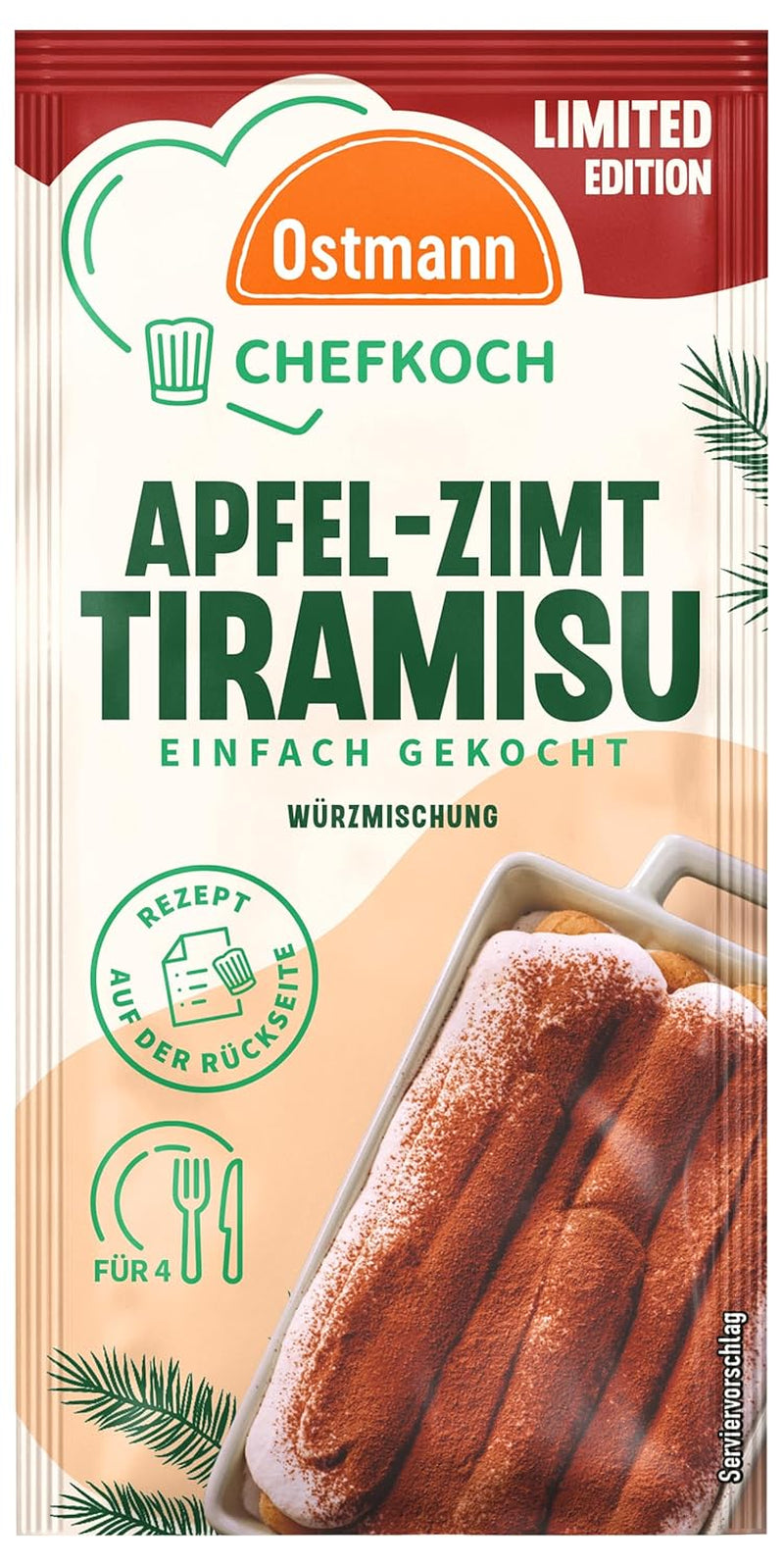 Ostmann Gewürze x Chefkoch - Apfel-Zimt-Tiramisu Würzmischung | Abgestimmt auf 4 Portionen | Compreso Schritt-für-Schritt-Rezept und Mengenangaben | 10 g in busta