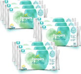 Salviettine Pampers Acqua Pura 468 salviette (confezione da 3) - 99% acqua, 100% cotone, 0% plastica, alcool e parabeni - Salviette detergenti ideali per pelli sensibili, umide, senza ingredienti aggiunti