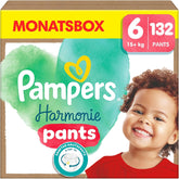 Pannolini Pampers Harmony Pants taglia 6, 132 pannolini, 15 kg+, protezione delicata della pelle e comfort a 360°