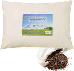 LOFE Pernă organică de hrișcă pentru dormit, 35,6 X 50,8 cm, reglabilă, respirabilă pentru un somn răcoros, suport cervical pentru cei care dorm pe spate și lateral (Tartary Buckwheat Hulls) Perne standard Naty Shop Culoare crem Dimensiune japoneză (14X20 Inch)