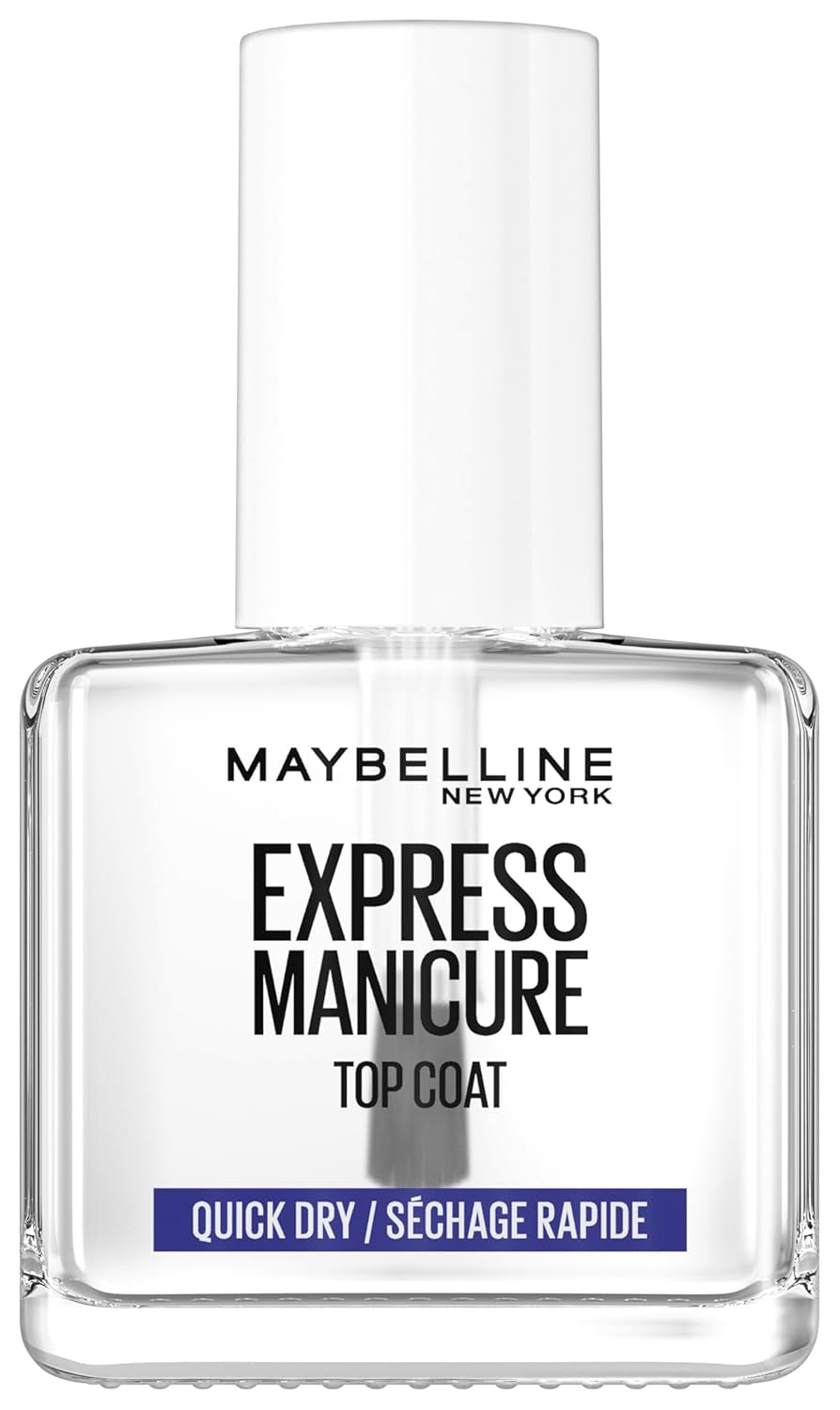 Smalto per unghie Maybelline New York, top coat express ad asciugatura rapida, trasparente, 12 ml