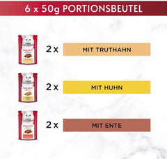 Hrană umedă pentru pisici Gourmet Mon Petit Intense, varietate de păsări de curte, pachet de 8 (8 x 6 pliculețe a câte 50 g fiecare)