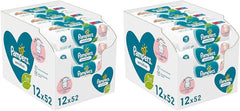 Salviette per neonati Pampers Sensitive, 624 salviette (12 x 52), senza profumo, per una pulizia delicata e delicata (confezione da 2)