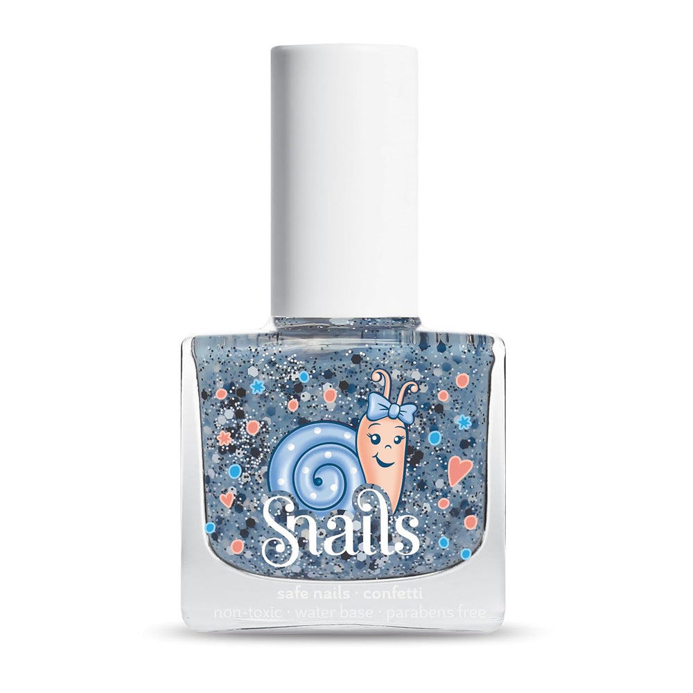Snails 516202 Top Coat Confetti Blue Smalto per bambini, a base d'acqua, lavabile, sicuro, vegano