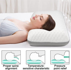 Fityou Pernă din spumă de memorie, pernă de sprijin pentru gât, pernă ergonomică de dormit, pernă de răcire, design cu două fețe, capac de pernă lavabil (67.5X40X13Cm) Perne ortopedice cervicale Naty Shop
